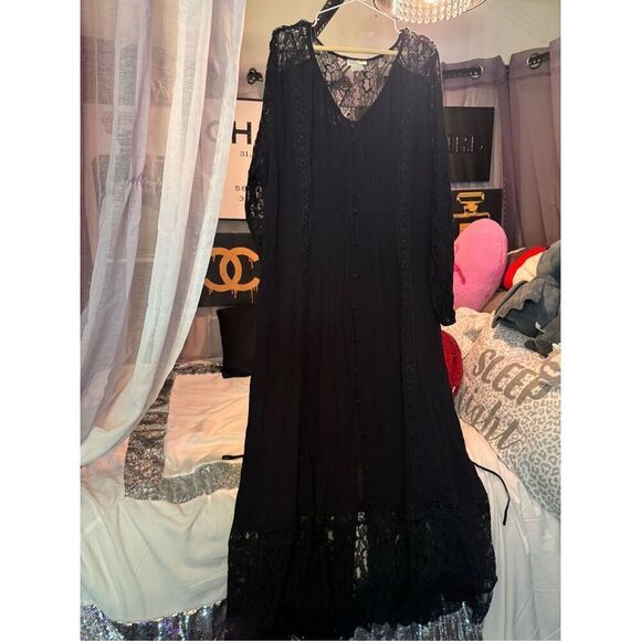 Avenue city chic fallen angel black boho vampy maxi dress 18/M 2xl xxl - Picture 4 of 12